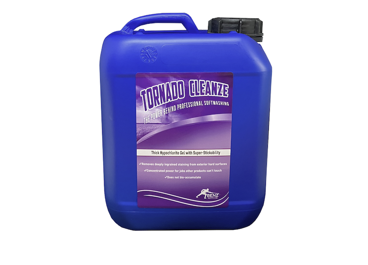 TORNADO CLEANZE – Thick SH softwash gel: Controlled and precise application rapidly removes tough black & red stains, e.g. "black spot".
